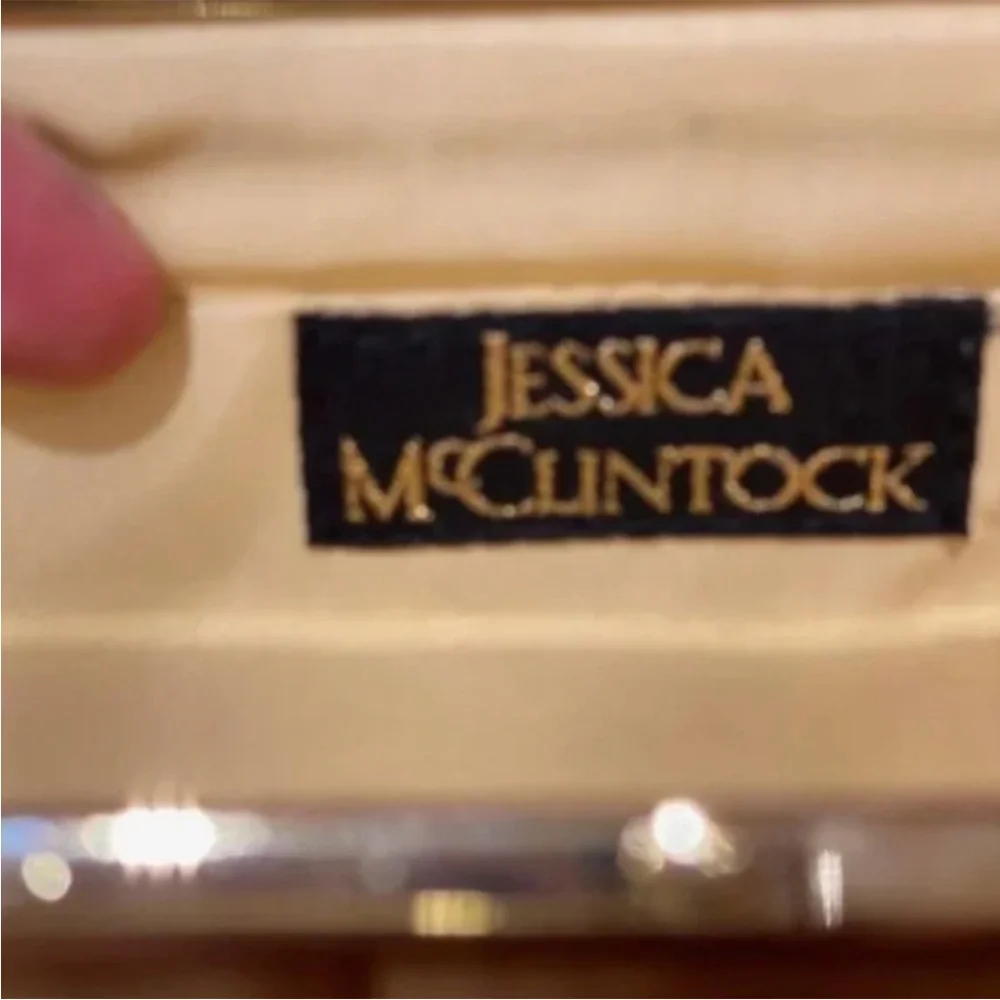 Jessica McClintock Vintage Gold Chain Clutch Formal Bag